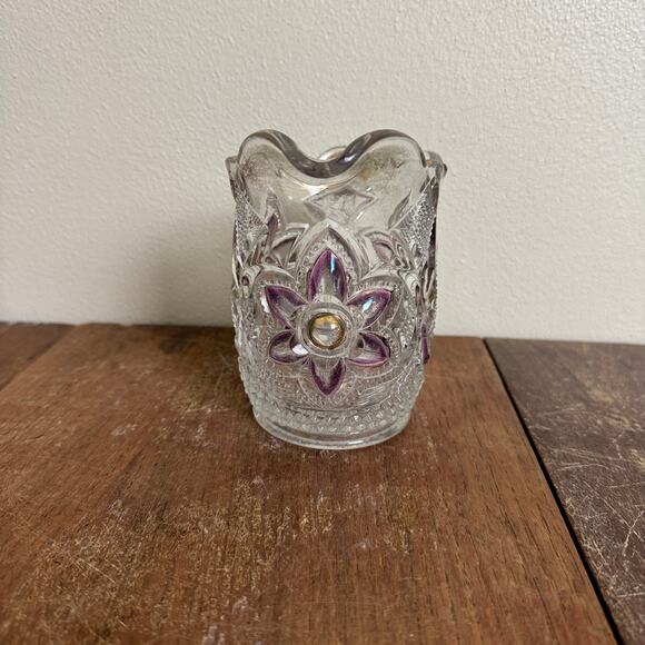 US‎ Glass Flower & Cane Antique 1895-1912 Purple Gold Flower Creamer - Picture 9 of 10